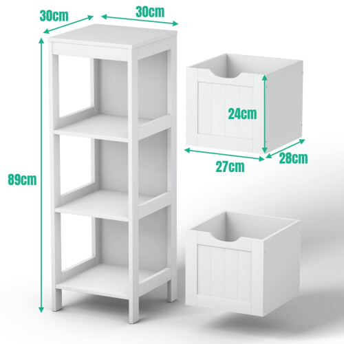 Costway Bathroom Floor Cabinet Multifunctional Side Storage Cabinet-White 1