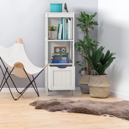 Costway Bathroom Floor Cabinet Multifunctional Side Storage Cabinet-White 2
