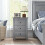 Costway Bedside Table Wooden Nightstand End Side Table w/ 3 Drawers-Grey 7