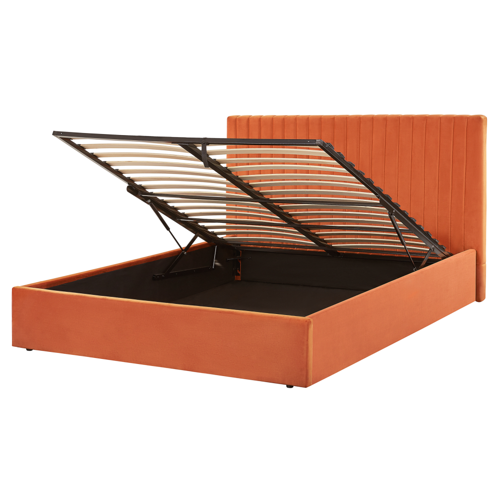Ottoman Bed Velvet VION 160 x 200 cm (EU King Size) Orange