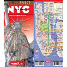StreetSmart NYC Five Boro Map by VanDamLaminated pocket city street map w/ attractions in Metro NYC & all 5 boros of NY City: M