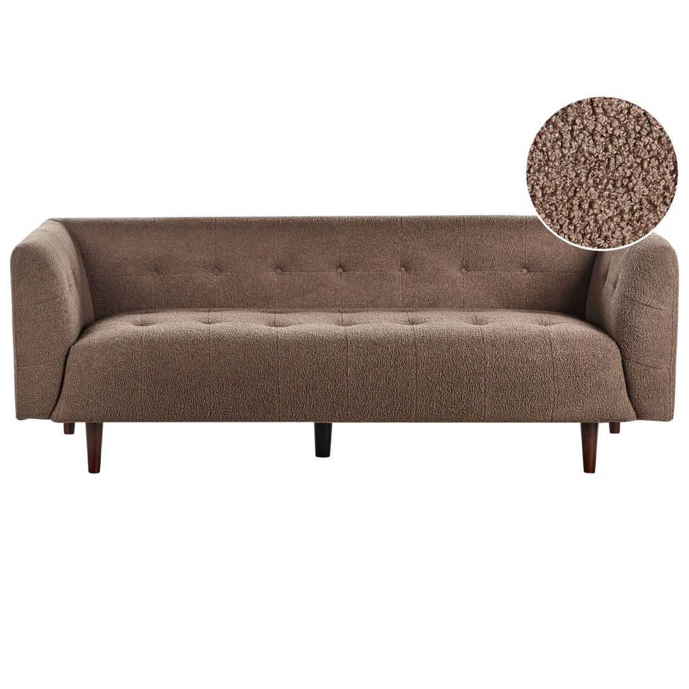 Sofa 3 Seater BYSKE Boucle Brown