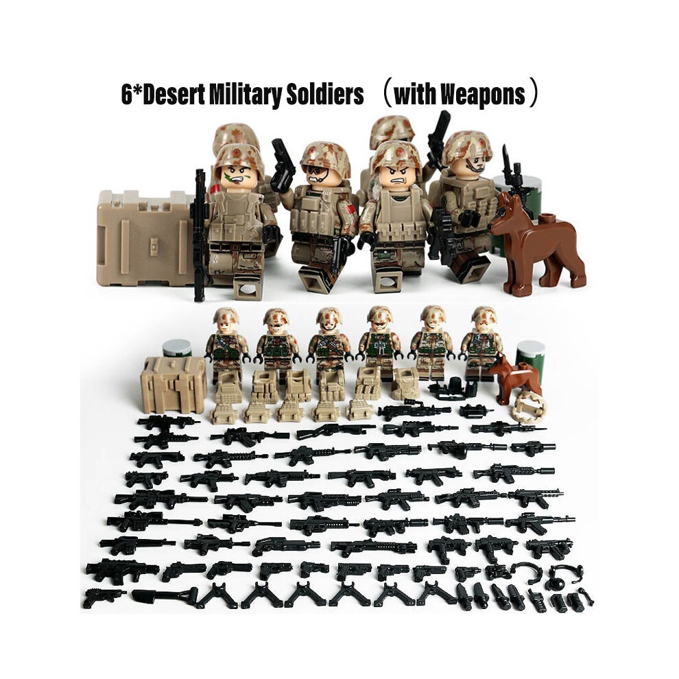 Military Desert Soldiers Weapons Building Blocks Minifigures Gifts Toys Kids