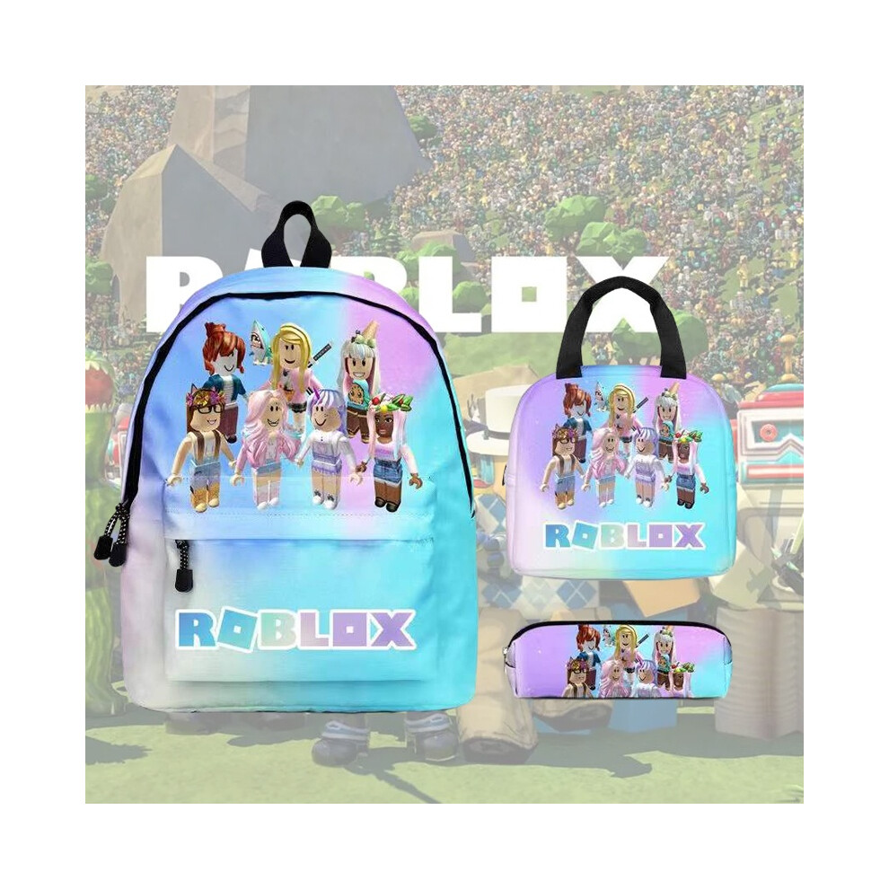 Rainbow Girls 3pcs Roblox Backpack Lunch Bag Pencil Students Schoolbag Case