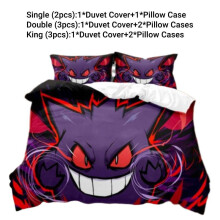 (Style I, King(240*200cm)) Bedding Pikachu Set Single Double King Duvet Cover Pillowcases Cartoon Fans Kid