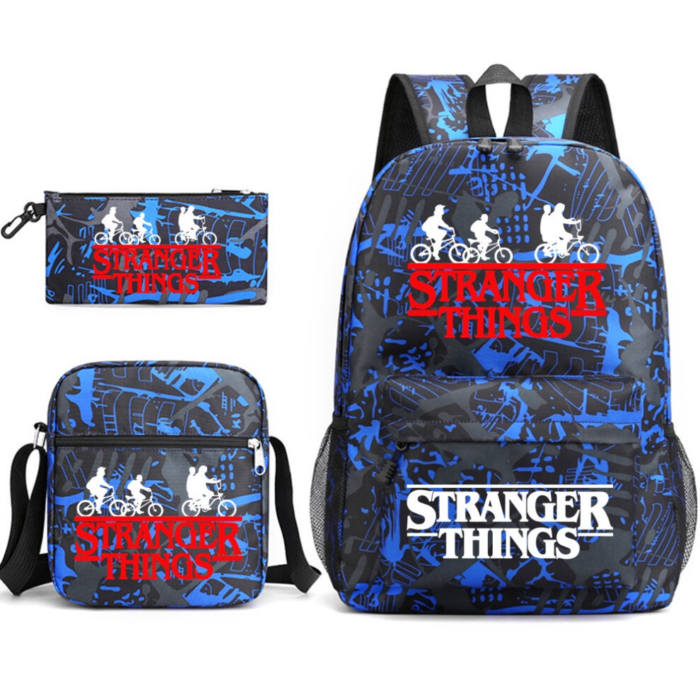 (Style C) Stranger Things 3pcs Kid Student Backpack Schoolbag Crossbody Pencil Case Bag