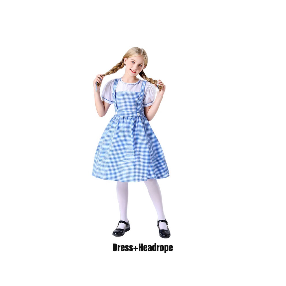 (140cm/55.12in) Wizard Of The Oz Dorothy Girls Dress Costume Cosplay Halloween Outfit Play Role