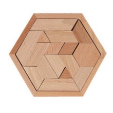 (Wood) Hexagonal Wooden Dimensional Puzzle Children Educational Interactive Klotski Toy
