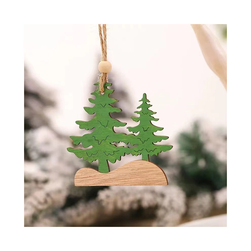 (StyleD) Wooden Country Christmas Tree Animal Car Hanging Ornament Home Decor Gift Accessory Wood Carved Slice-image-OPC-PGWJKD8-NEW