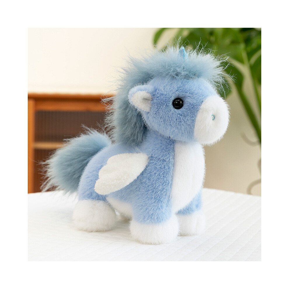 (Blue, 25cm) Unicorn Cute Plush Toy Adorable Cartoon Girl Kids Bedtime Pal Birthday Gift