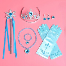 Elsa Frozen Princess Dress Up Accessory Crown Magic Wand Gloves Earring Necklace