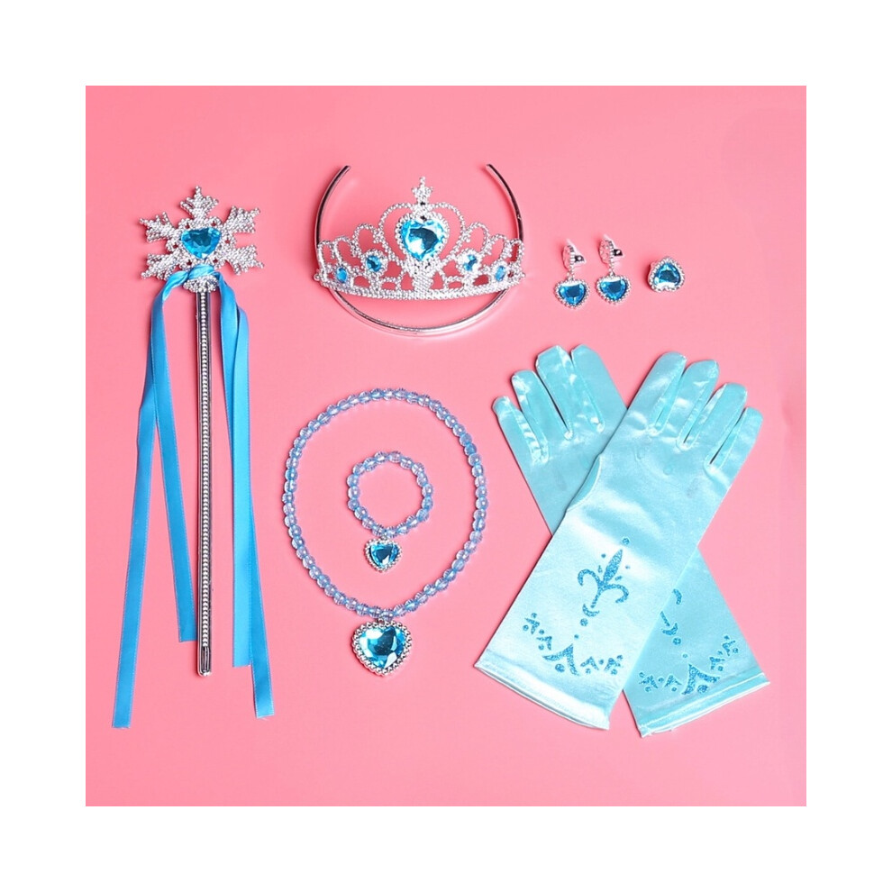 Elsa Frozen Princess Dress Up Accessory Crown Magic Wand Gloves Earring Necklace
