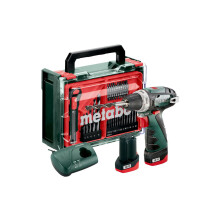 Metabo PowerMaxx BS Perforointi-ruuvinväänninsarja 600080710 12 V 2 Ah Li-Ion + 2 akkua, + laturi, harjaton