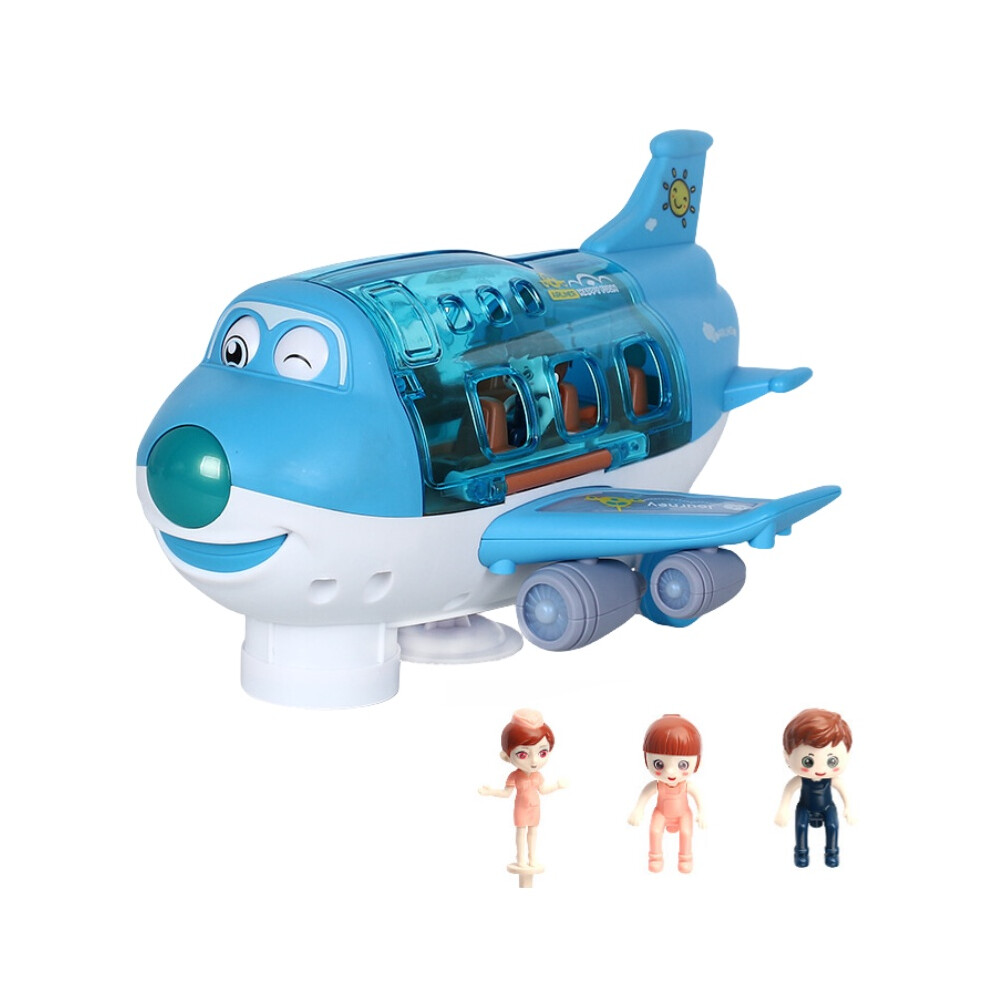 (Blue) Children Electric Stunt Airliner Toy With Light And Music Effects Degree Bgs 360