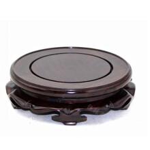 (14cm/5.51in) Chinese Vintage Wooden Pedestal Display Stand Carving Round Base Buddhist Decor