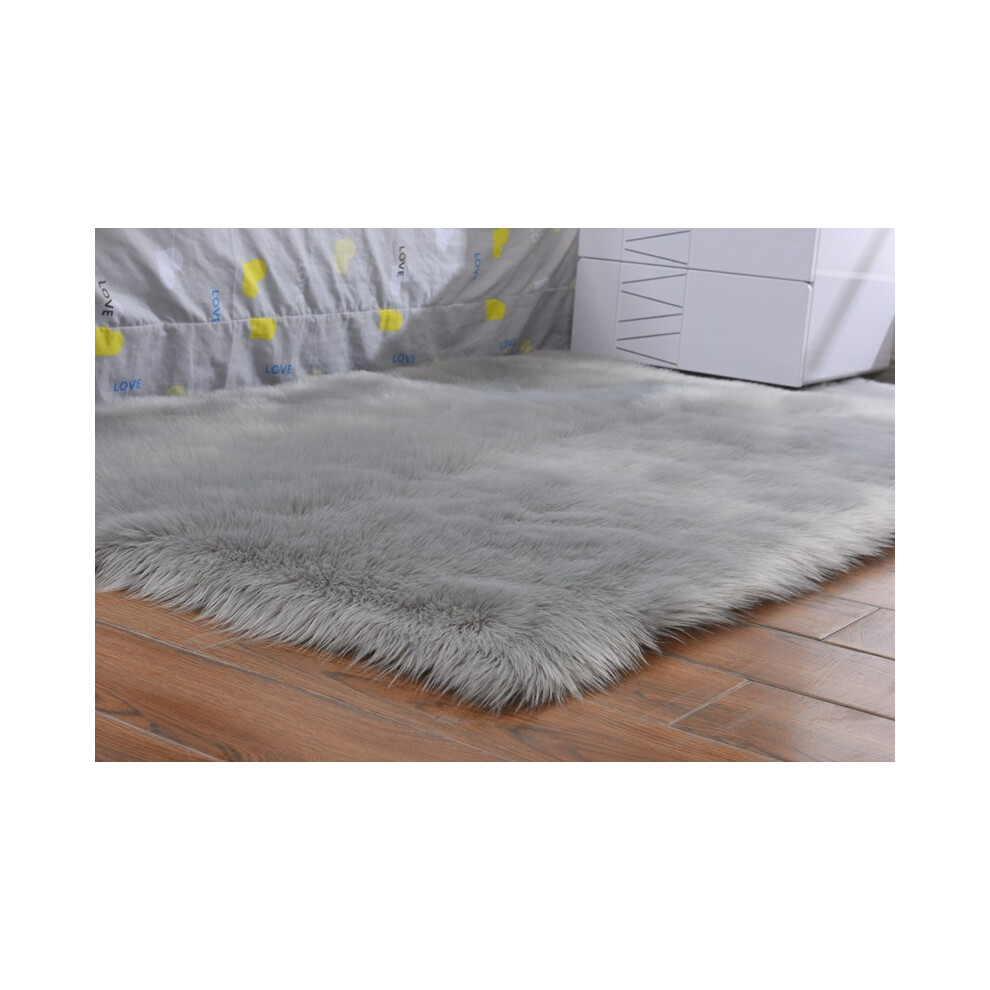 (Grey, 80cm/31.50in) Faux Fur Fluffy Sheepskin Rug Non Slip Floor Carpet Fur Rugs Mat Plush Soft