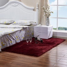 (Wine Red, 120cm/47.24in) Faux Fur Fluffy Sheepskin Rug Non Slip Floor Carpet Fur Rugs Mat Plush Soft