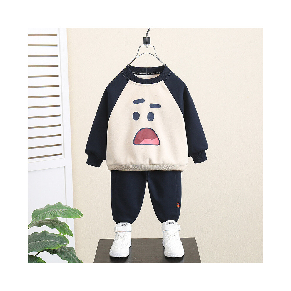 (Dark Blue, 90cm) Boys Sports Stylish Outfit Trendy Kids Clothing Set For Autumn And Spring Ages 3 8 To-image-OPC-PGWK9D8-NEW