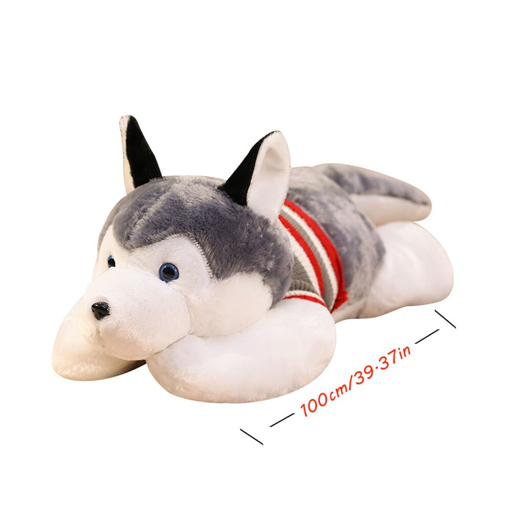 (100cm/39.37in) Husky Large Plush Toy Pillow Animal Sweater Dog Pillow Kids Comfort Soft Gift-image-OPC-PGWKBWM-NEW