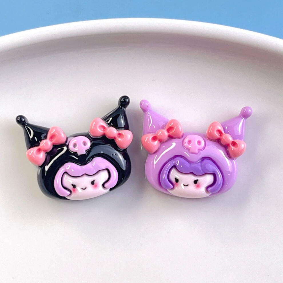 (StyleI) Sanrio Diy Craft Kuromi Cartoon Purple Rice Resin Accessories Hair Clip Headband-image-OPC-PGWKCG5-NEW