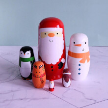 Russian Dolls 6pcs Figurines Nesting Toy Wooden Craft Home Decor Christmas Gifts