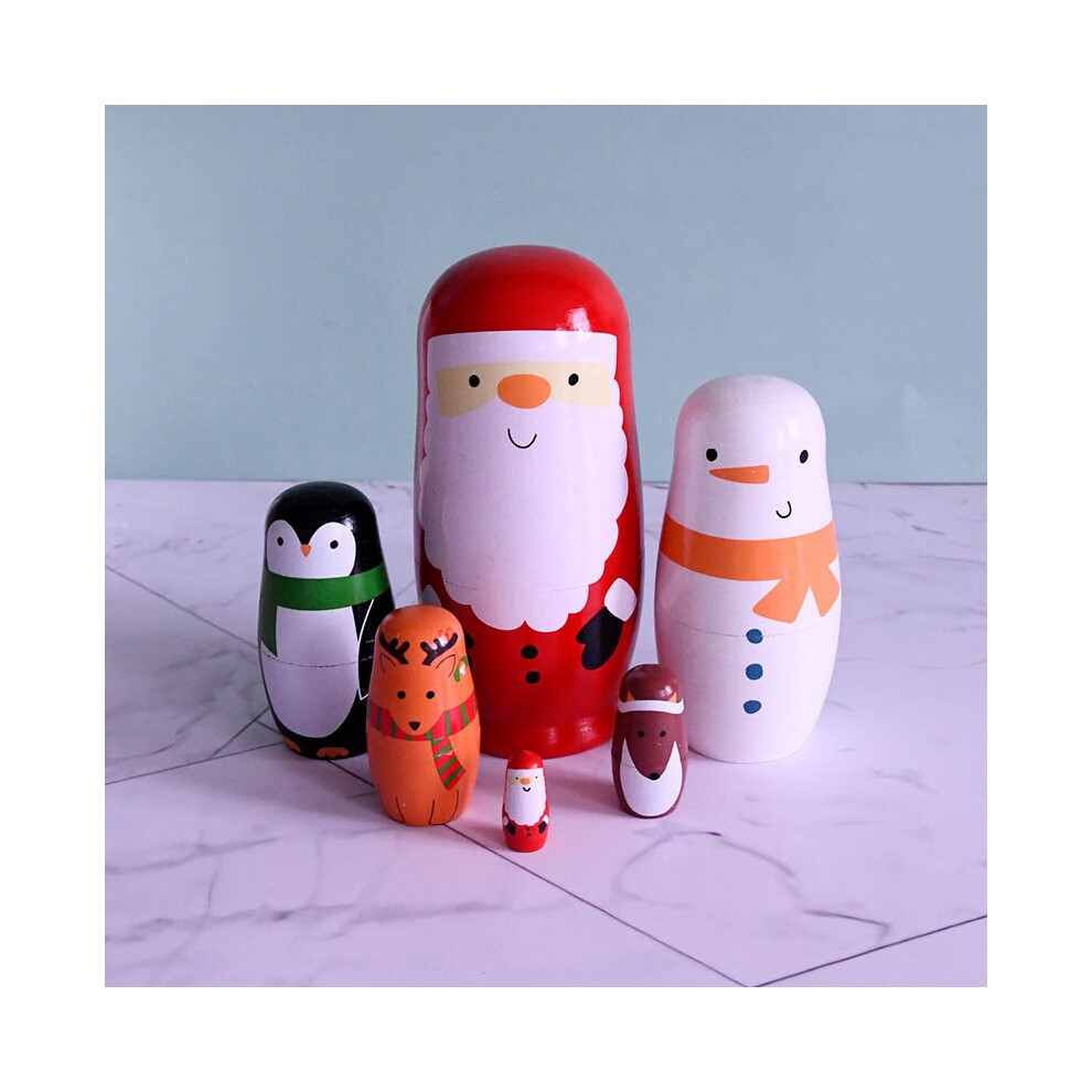 Russian Dolls 6pcs Figurines Nesting Toy Wooden Craft Home Decor Christmas Gifts