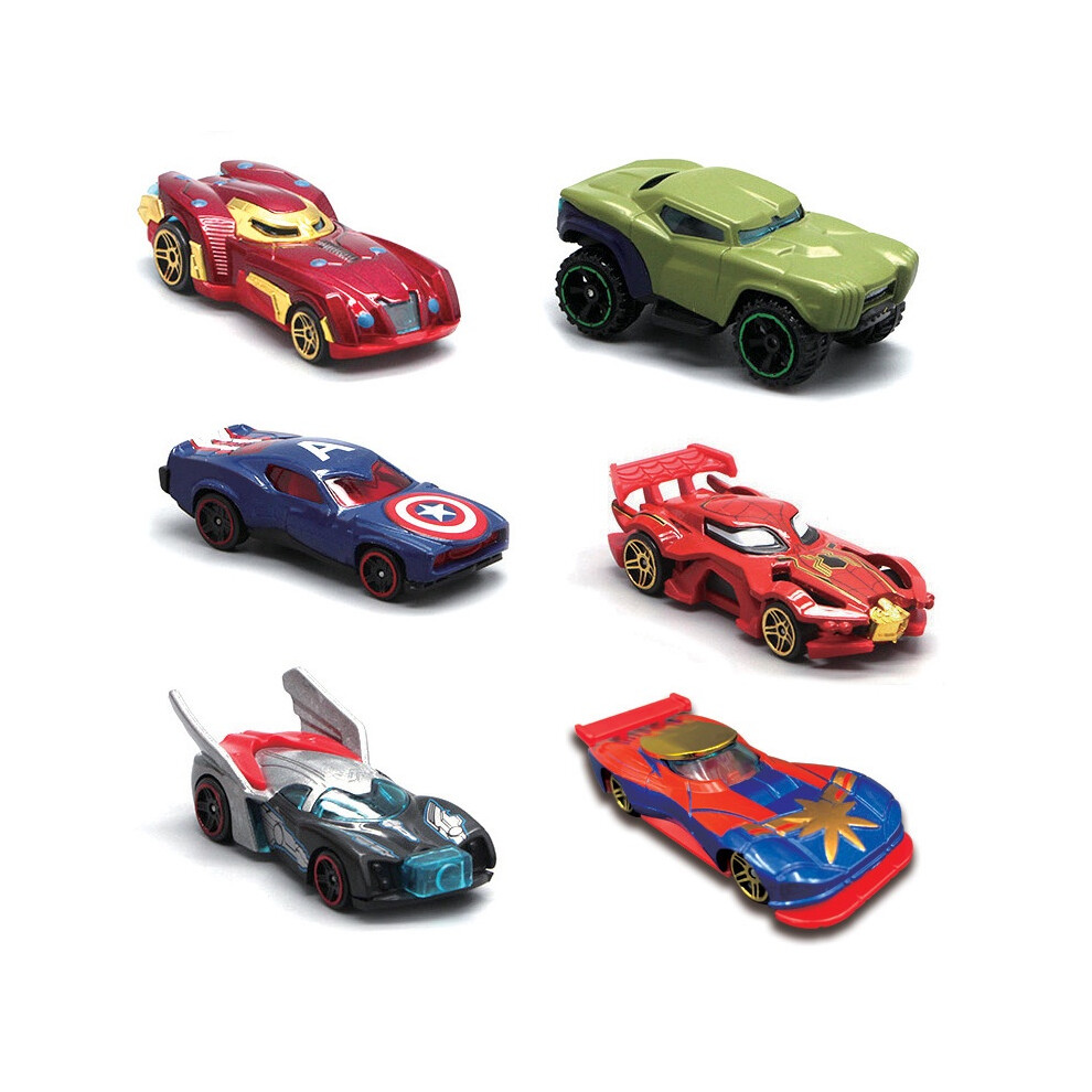 (Captain Marvel) Cars 6pcs Avengers Set Comics Loki Batman Venom Alloy Toys Race Model