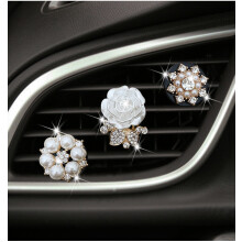 Flower Diamond Pearl Car Vent Air Perfume Clip Freshener Ornaments Decoration