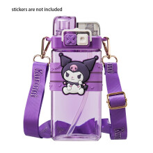 (Kuromi) 520ml Sanrio Kuromi Square Water Bottle Sports Plastic Childern Student Cup