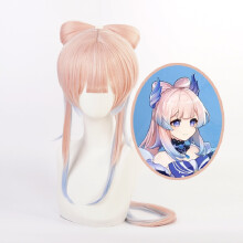 Sangonomiya Impact Genshin Kokomi Wig Cosplay Prop Pink Blue Hairpiece Bow Hair
