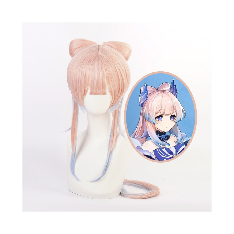 Sangonomiya Impact Genshin Kokomi Wig Cosplay Prop Pink Blue Hairpiece Bow Hair Blue,Pink