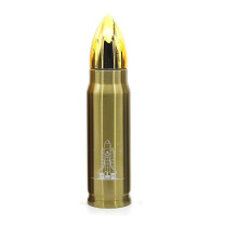 (Gold, 1000ml) Bullet Stainless Head Steel Vacuum Insulated Cup Office Water Bottle Portable