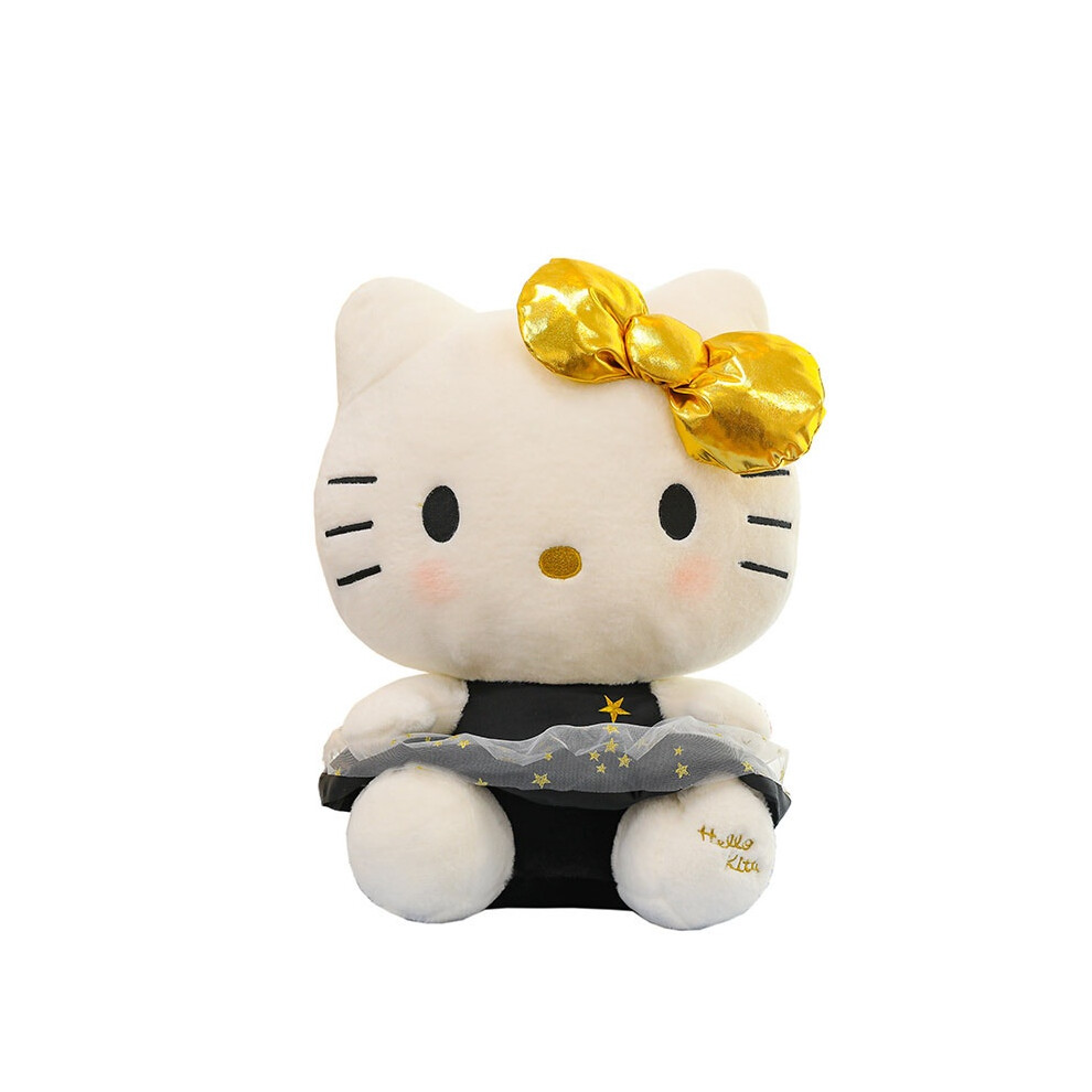 (35Cm/13.78In) Sanrio Hello Kitty Plush Dolls Cartoon Toy Kids Home Gift Decor Girls Black/Gold