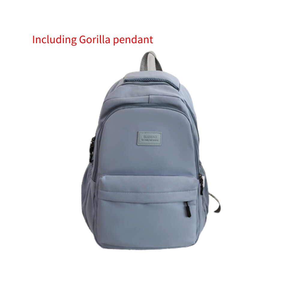 (Blue) Large Backpack Capacity Bear Pendant Schoolbag Nylon Students Gifts Outdoors-image-OPC-PGWMC96-NEW