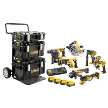 Draagbare set - DEWALT - DCK853P4 - 8 gereedschappen 18V - 4 batterijen 5Ah - Inclusief oplader