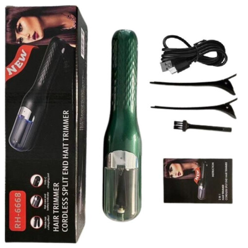 (Green) Split Hair Ends Trimmer Charging Portable Convenience Versatile Lightweight