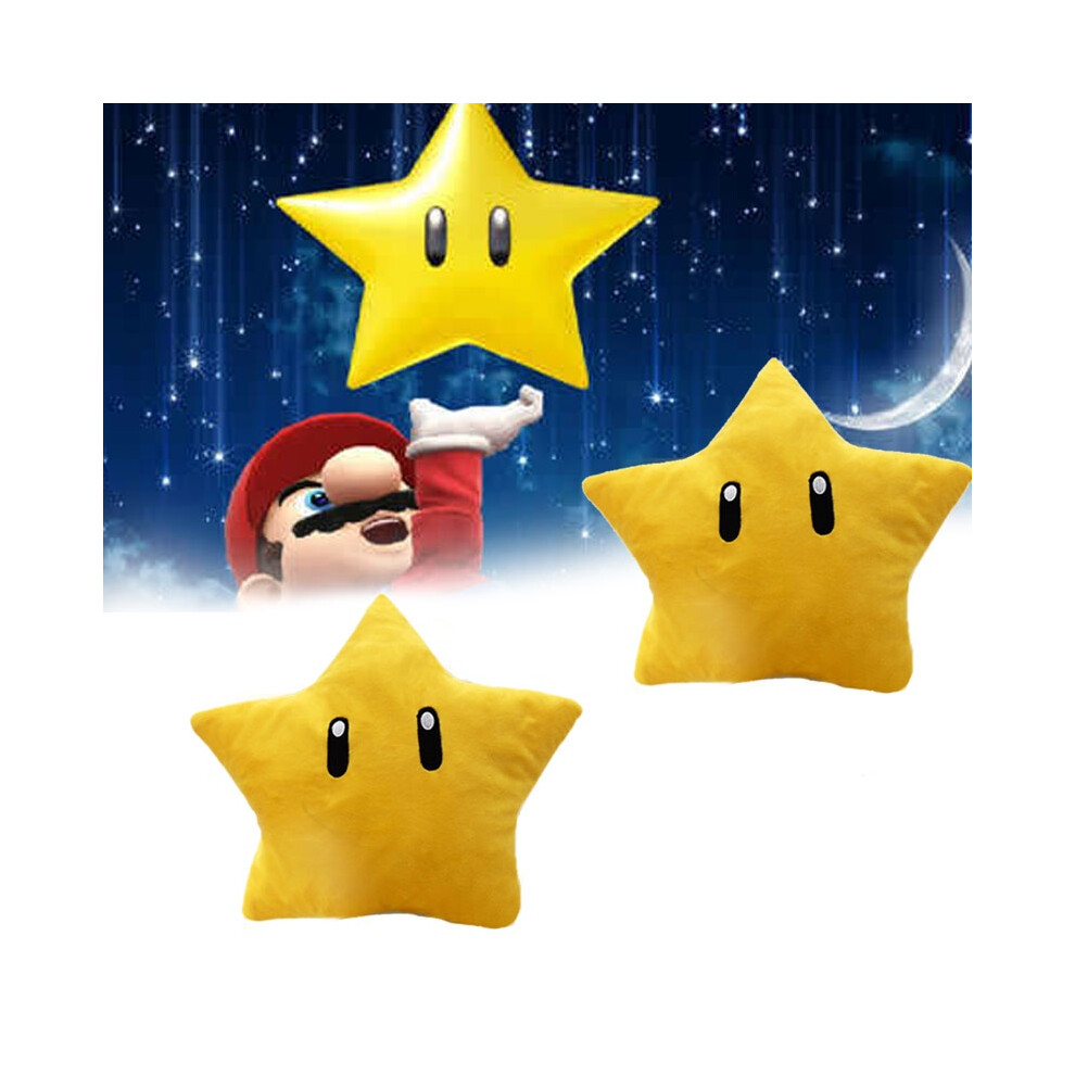 30Cm Mario Super Star Plush Toy Pp Cotton Nap Decoration Huggable Pillow Yellow