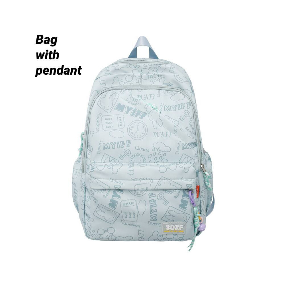 (Blue) Large Miffy Backpack Capacity Schoolbag Student Bag Pendant Gift Colors Multiple