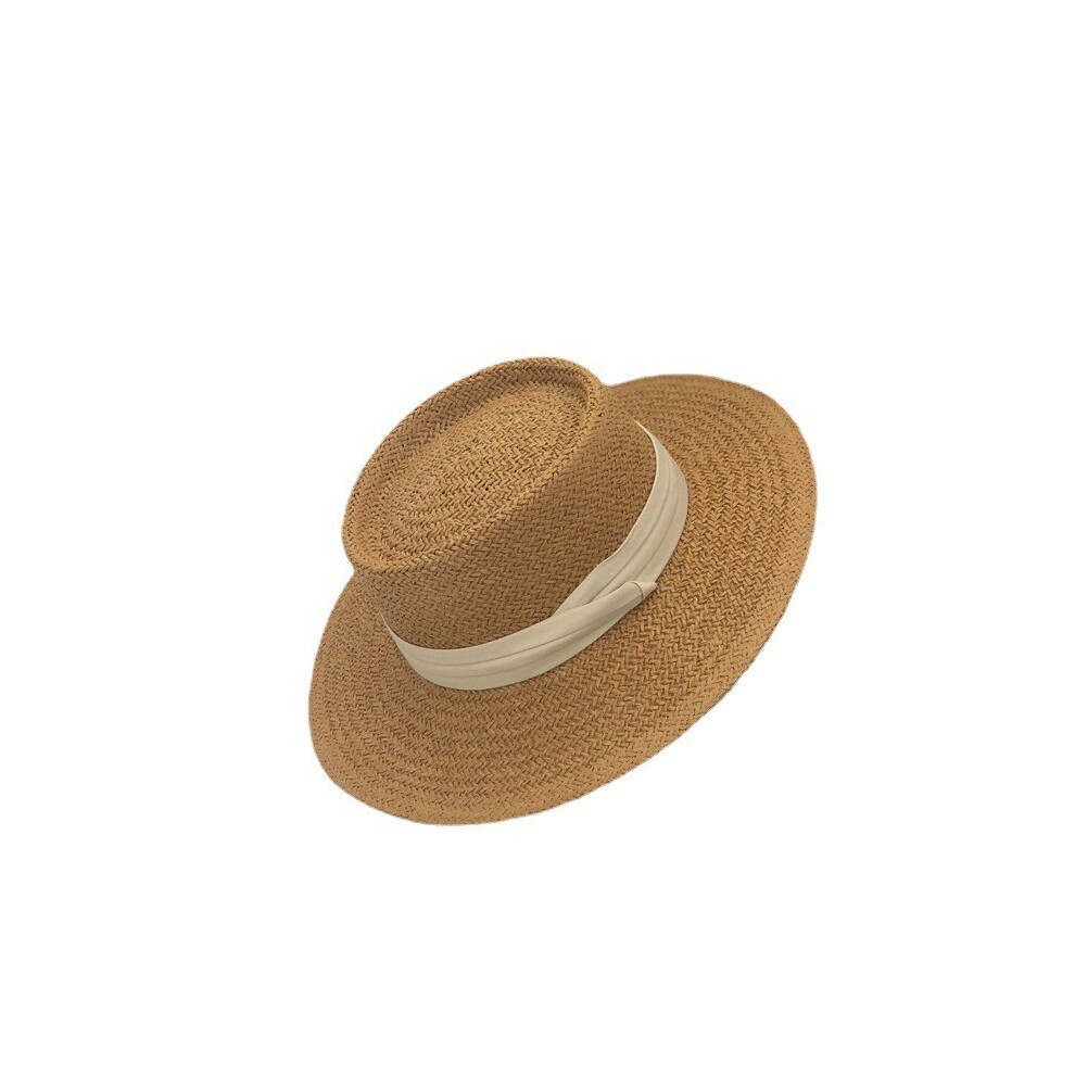 (White) Versatile Style Hat Straw Woven Vintage Elegant Adjustable Sunshade Size Hats-image-OPC-PGWMV2N-NEW
