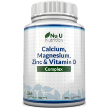 Calcium Magnesium Zinc Vitamin D - 365 Vegetarian Tablets - Osteo Supplement