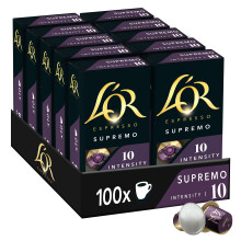 L'OR Supremo - 100 Capsules de Caf? intensit? 10 - Compatibles Nespresso?* (lot de 10 x 10)