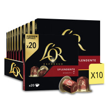 L'OR Splendente – Café en capsules 200, intensité 7, noisette et agrumes, compatibles Nespresso Original et L'OR Barista (lot 20x10)