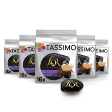Tassimo Cafe L'OR Espresso Lungo Profondo - Intensite 8 - 80 Capsulas (T DISCs) compatible avec cafetiere Tassimo Bosch - 5 paquets de 16