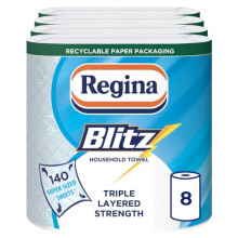Regina Serviette de m?nage Blitz, 560 grandes feuilles, r?sistance ? trois couches, 8 rouleaux