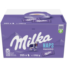 Milka Naps - Carr?s de Chocolat au Lait - Format Pratique - Pr?sentoir de 355 Unit?s (4,6 g)