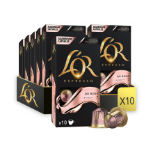 L'OR - Caf? Espresso - Or Rose - Intensit? 7 - Ar?mes V?g?taux et Fruit?s - 10 lots de 10 capsules aluminium