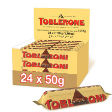 Toblerone - Barre au Chocolat au Lait, Miel, Nougat et Amandes - Format Familial - Pr?sentoir de 24 barres (50 g)