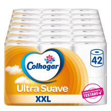Colhogar Ultra doux XXL 7 x 6 - Papier toilette doux - Paquet de 42 rouleaux extra larges - Papier de toilette ? 2 couches - 100% sans parfum - Blanc
