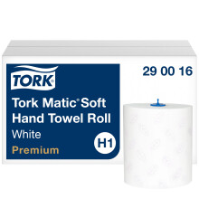 Tork Matic Rouleaux Essuie-mains en papier doux Premium 290016 - Papier d'essuyage pour Distributeurs H1 - Haute absorption QuickDry, 2 plis, blanc -