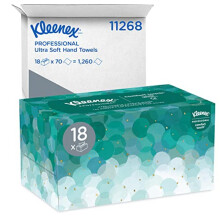 Kleenex Essuie-Mains Pop-Up 1126 Ultra Doux, R?sistants et Absorbants, Hygi?niques, Compatibles avec le Distributeur M?tal 9924, 18 Bo?tes x 70 Feuill